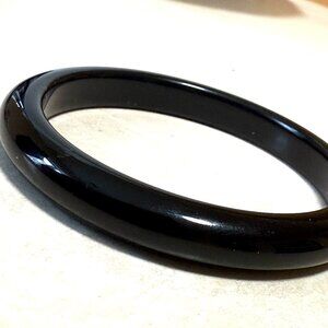 Black Glass Bangle Bracelet